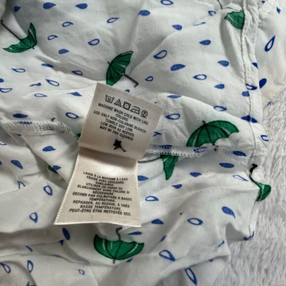 Maeve Womens White Green Umbrella Print Button-Up Long Sleeve Blouse Top Size 8 - Picture 5 of 8
